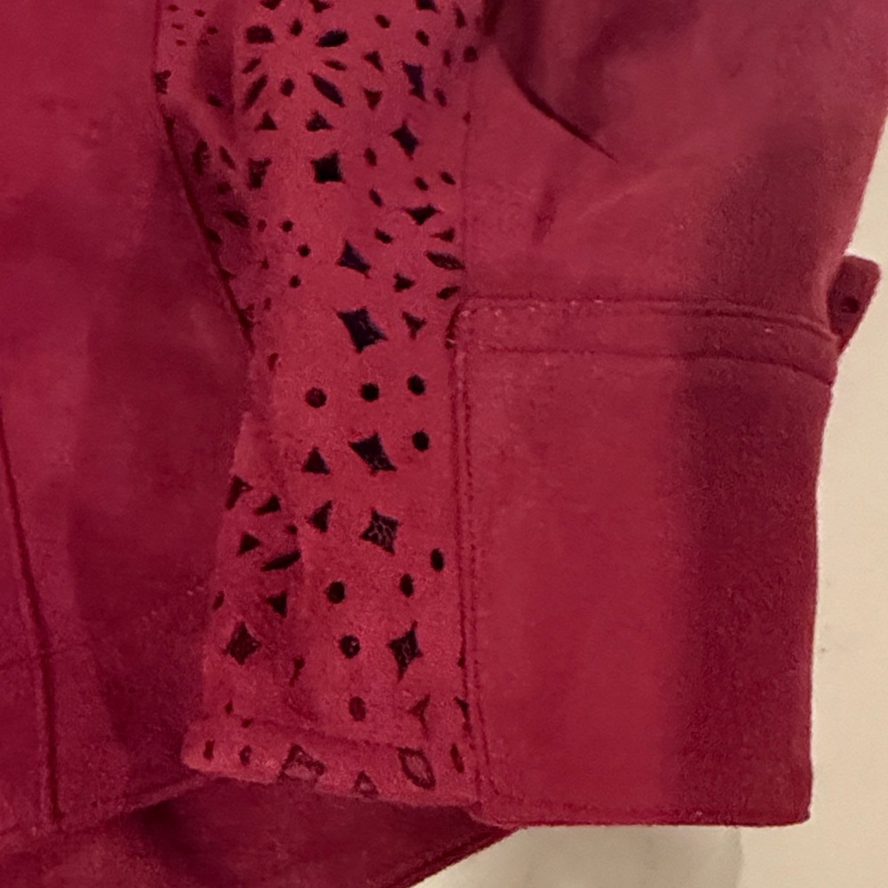 In Earnest Burgundy by Byron Lars Button Down Shirt with Cutout Accents - Picture 7 of 15